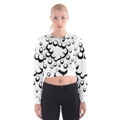 Splash Bubble Black White Polka Circle Cropped Sweatshirt by Mariart