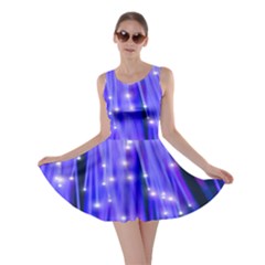 Neon Light Line Vertical Blue Skater Dress by Mariart