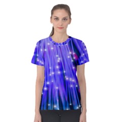 Neon Light Line Vertical Blue Women s Cotton Tee