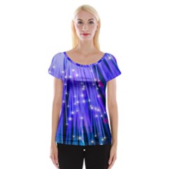 Neon Light Line Vertical Blue Women s Cap Sleeve Top by Mariart