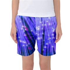 Neon Light Line Vertical Blue Women s Basketball Shorts by Mariart