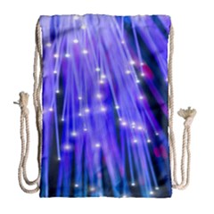 Neon Light Line Vertical Blue Drawstring Bag (large) by Mariart