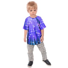 Neon Light Line Vertical Blue Kids  Raglan Tee