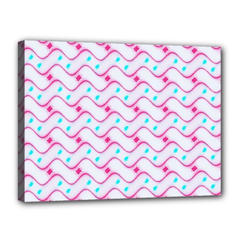 Squiggle Red Blue Milk Glass Waves Chevron Wave Pink Canvas 16  X 12  by Mariart