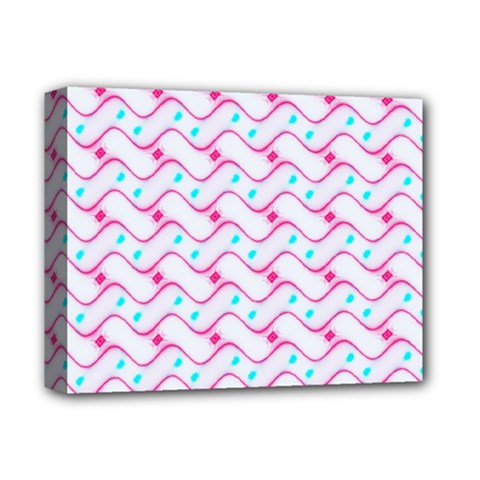 Squiggle Red Blue Milk Glass Waves Chevron Wave Pink Deluxe Canvas 14  X 11  by Mariart