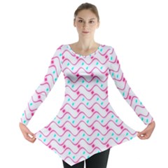Squiggle Red Blue Milk Glass Waves Chevron Wave Pink Long Sleeve Tunic  by Mariart
