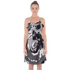 Abstract Art Ruffle Detail Chiffon Dress by ValentinaDesign