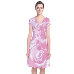 Abstract art Short Sleeve Front Wrap Dress