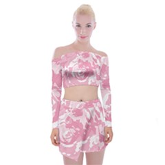 Abstract art Off Shoulder Top with Skirt Set