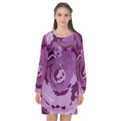 Abstract Art Long Sleeve Chiffon Shift Dress  by ValentinaDesign