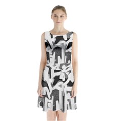 Abstract Art Sleeveless Waist Tie Chiffon Dress by ValentinaDesign