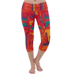 Abstract Art Capri Yoga Leggings by ValentinaDesign