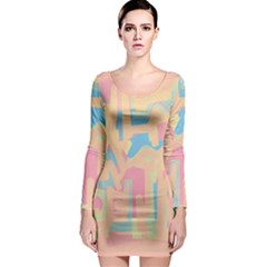 Abstract Art Long Sleeve Bodycon Dress by ValentinaDesign