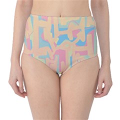 Abstract art High-Waist Bikini Bottoms