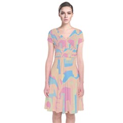 Abstract art Short Sleeve Front Wrap Dress