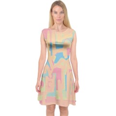 Abstract art Capsleeve Midi Dress