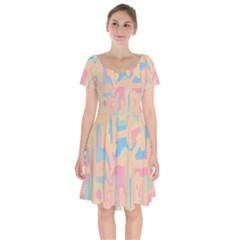 Abstract art Short Sleeve Bardot Dress