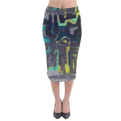 Abstract Art Velvet Midi Pencil Skirt by ValentinaDesign