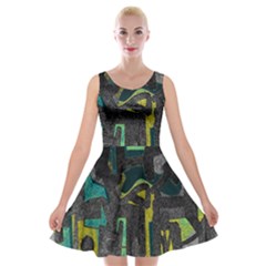 Abstract Art Velvet Skater Dress by ValentinaDesign