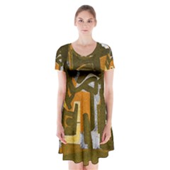 Abstract Art Short Sleeve V-neck Flare Dress