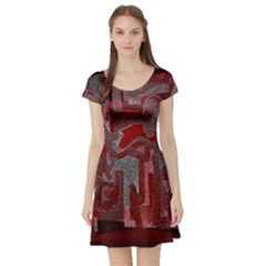 Abstract Art Short Sleeve Skater Dress by ValentinaDesign