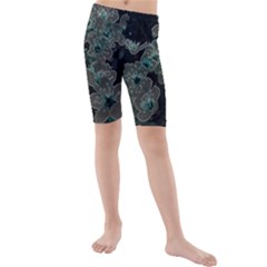 Glowing Flowers In The Dark C Kids  Mid Length Swim Shorts