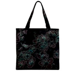 Glowing Flowers In The Dark C Zipper Grocery Tote Bag