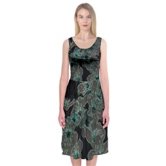 Glowing Flowers In The Dark C Midi Sleeveless Dress