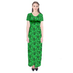 Roses pattern Short Sleeve Maxi Dress