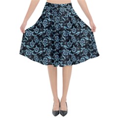 Roses pattern Flared Midi Skirt