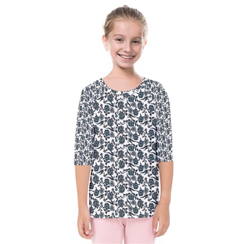 Roses Pattern Kids  Quarter Sleeve Raglan Tee by Valentinaart