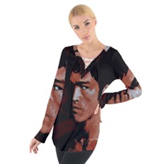 Bruce Lee Women s Tie Up Tee by Valentinaart