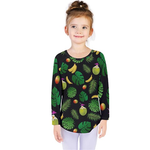 Tropical Pattern Kids  Long Sleeve Tee by Valentinaart