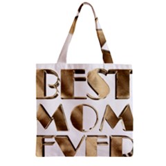 Best Mom Ever Gold Look Elegant Typography Zipper Grocery Tote Bag