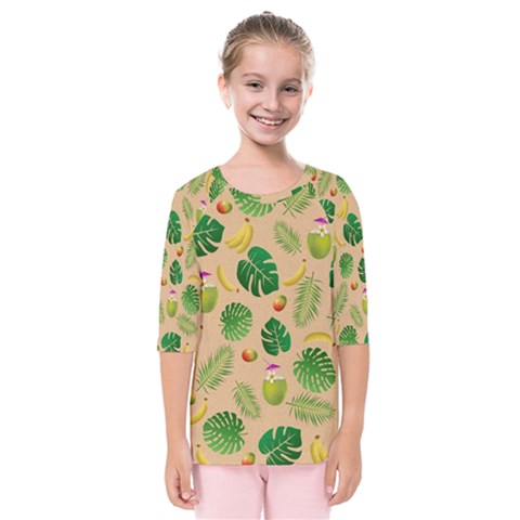 Tropical Pattern Kids  Quarter Sleeve Raglan Tee by Valentinaart