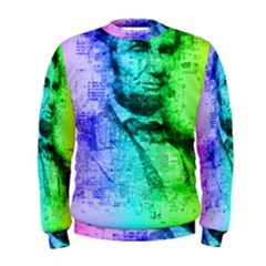 Abraham Lincoln Portrait Rainbow Colors Typography Men s Sweatshirt by yoursparklingshop