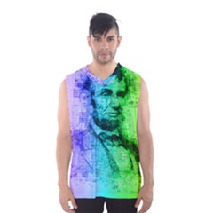 Abraham Lincoln Portrait Rainbow Colors Typography Men s Basketball Tank Top by yoursparklingshop