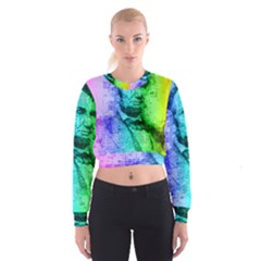 Abraham Lincoln Portrait Rainbow Colors Typography Cropped Sweatshirt by yoursparklingshop