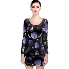 Tropical pattern Long Sleeve Bodycon Dress