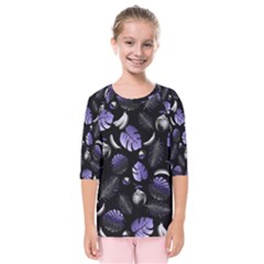 Tropical pattern Kids  Quarter Sleeve Raglan Tee