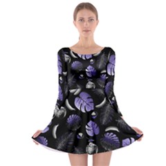 Tropical pattern Long Sleeve Skater Dress