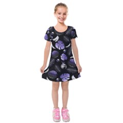 Tropical pattern Kids  Short Sleeve Velvet Dress