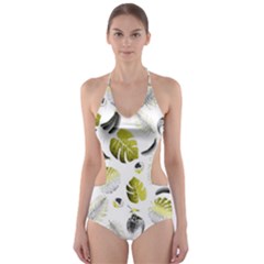 Tropical Pattern Cut-out One Piece Swimsuit