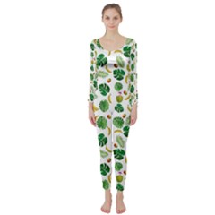 Tropical pattern Long Sleeve Catsuit