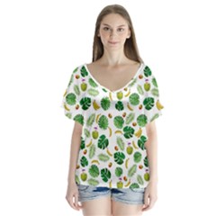 Tropical pattern Flutter Sleeve Top