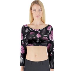 Tropical Pattern Long Sleeve Crop Top by Valentinaart