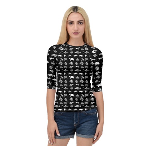 Fish Pattern Quarter Sleeve Tee by ValentinaDesign