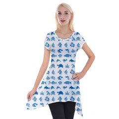 Fish Pattern Short Sleeve Side Drop Tunic by ValentinaDesign