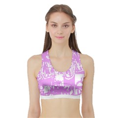 Pink Graffiti Skull Sports Bra With Border by Skulltops