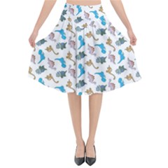 Dinosaurs Pattern Flared Midi Skirt by ValentinaDesign